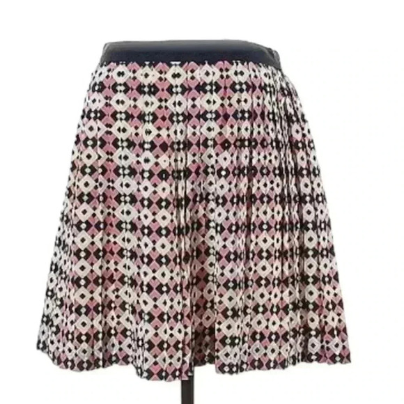 J Crew Pleated Silk Diamond Tile Mini Skirt 6​ - Picture 1 of 6